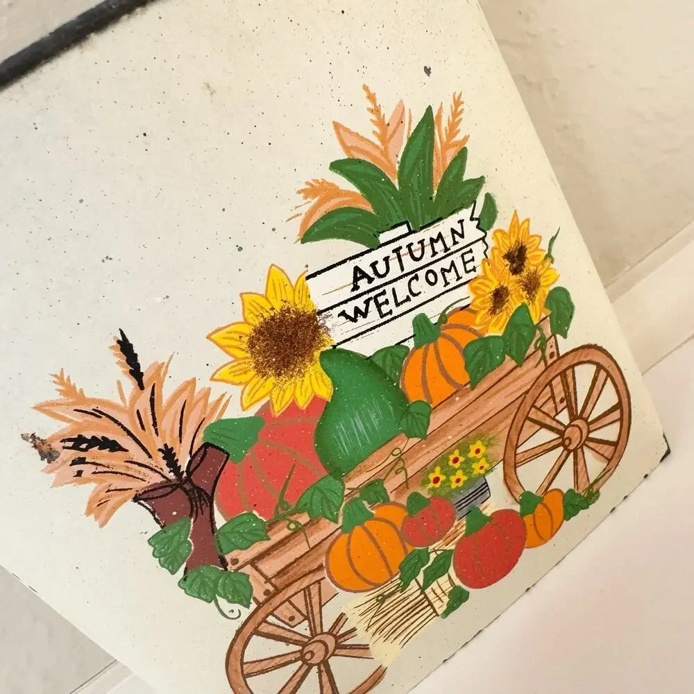 Fall Decor‎ Wall Pocket- Metal/ Tin. Welcome Autumn. Cottage Core.